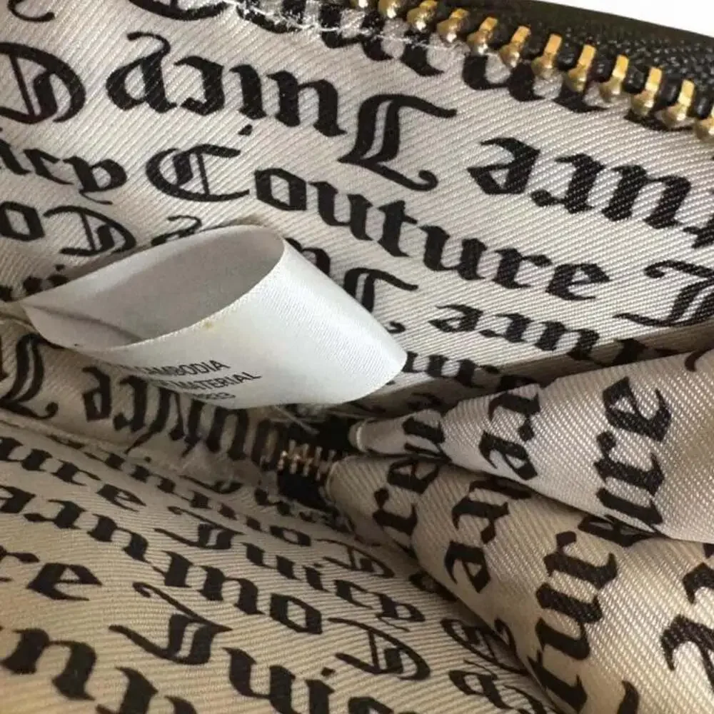 Juicy Couture Black Heart Patch Wristlet Pouch